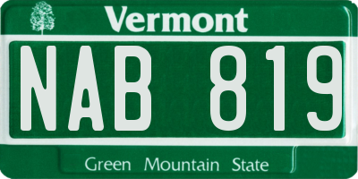 VT license plate NAB819