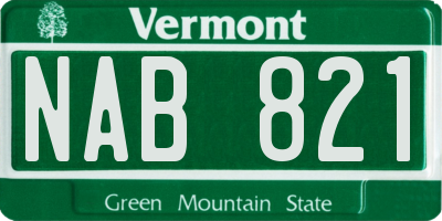 VT license plate NAB821