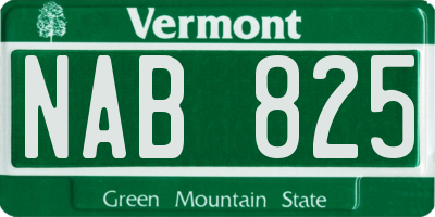 VT license plate NAB825