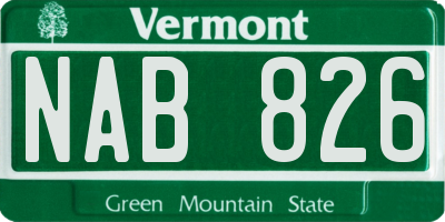 VT license plate NAB826