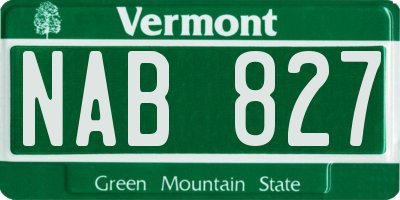 VT license plate NAB827