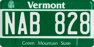 VT license plate NAB828