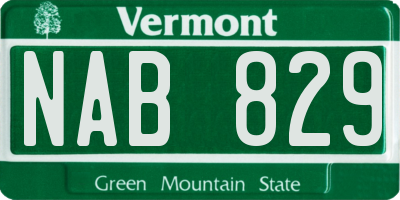 VT license plate NAB829