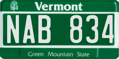 VT license plate NAB834