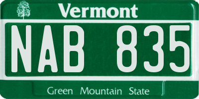 VT license plate NAB835