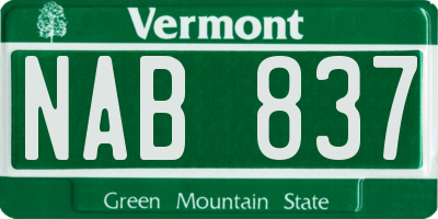 VT license plate NAB837