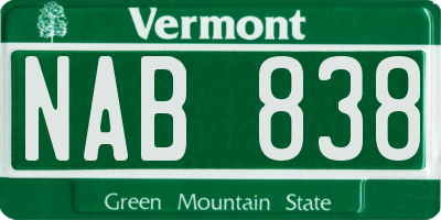 VT license plate NAB838