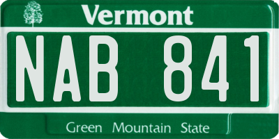 VT license plate NAB841