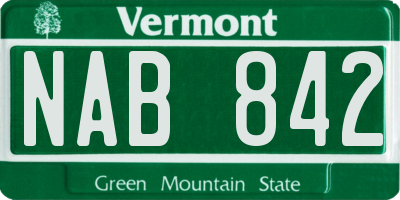 VT license plate NAB842