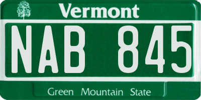 VT license plate NAB845
