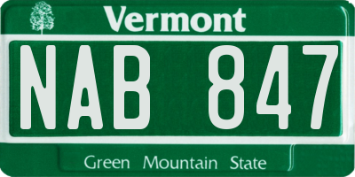 VT license plate NAB847