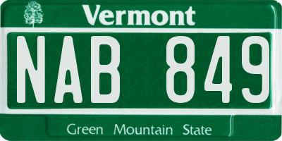 VT license plate NAB849