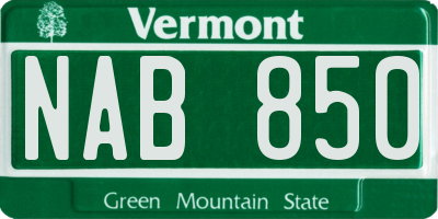 VT license plate NAB850
