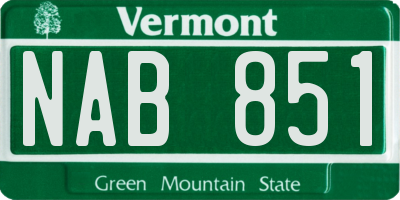 VT license plate NAB851