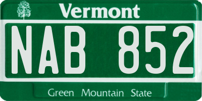 VT license plate NAB852