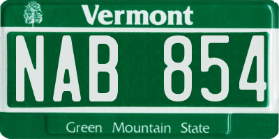 VT license plate NAB854