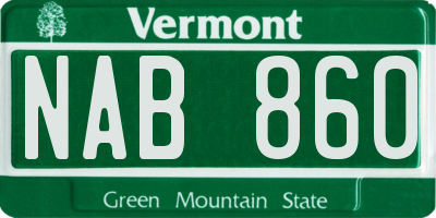 VT license plate NAB860