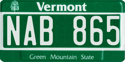 VT license plate NAB865