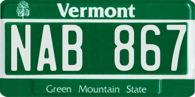VT license plate NAB867