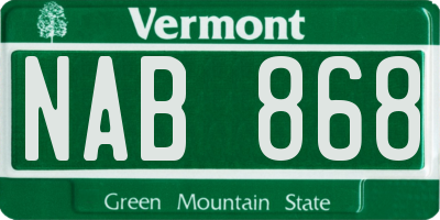 VT license plate NAB868
