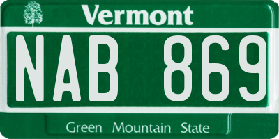 VT license plate NAB869