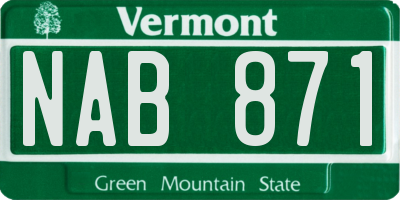 VT license plate NAB871