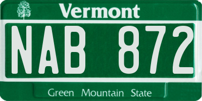 VT license plate NAB872