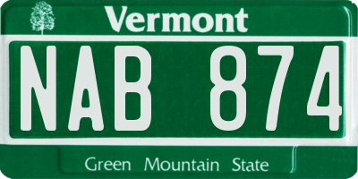 VT license plate NAB874