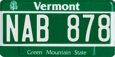 VT license plate NAB878