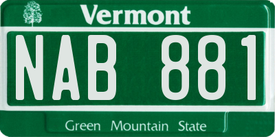 VT license plate NAB881