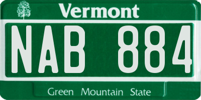 VT license plate NAB884
