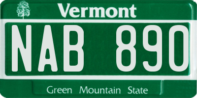 VT license plate NAB890