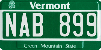 VT license plate NAB899