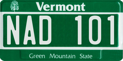 VT license plate NAD101