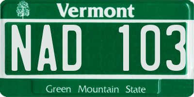 VT license plate NAD103
