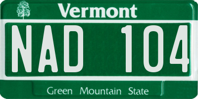 VT license plate NAD104