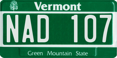 VT license plate NAD107