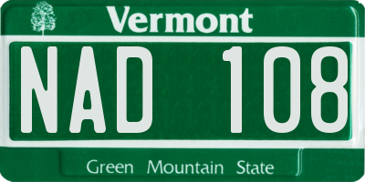 VT license plate NAD108