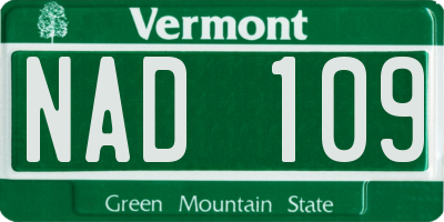 VT license plate NAD109