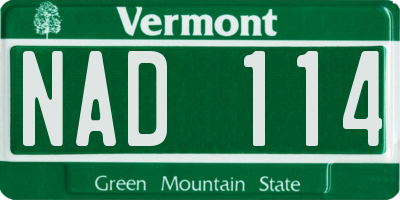 VT license plate NAD114