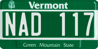 VT license plate NAD117