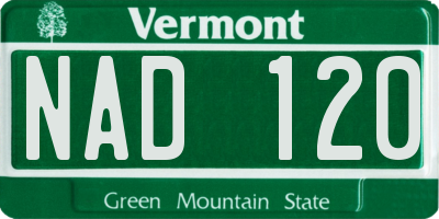 VT license plate NAD120
