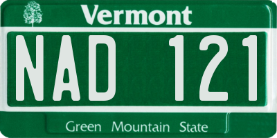 VT license plate NAD121
