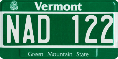 VT license plate NAD122