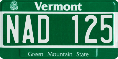 VT license plate NAD125