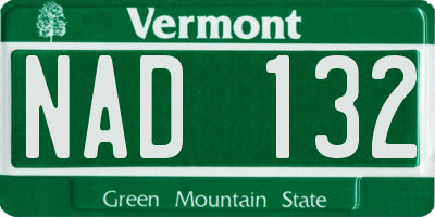 VT license plate NAD132