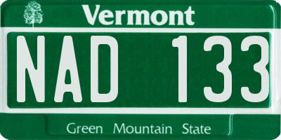 VT license plate NAD133