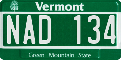 VT license plate NAD134