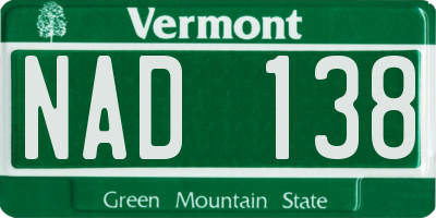 VT license plate NAD138