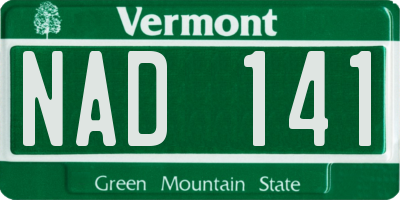 VT license plate NAD141